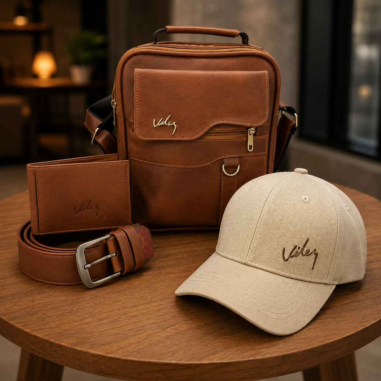 COMBO EJECUTIVO PREMIUM 4 EN 1 Incluye Bolso, Billetera, Cinturón y Gorra Exclusiva