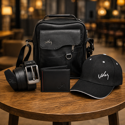 COMBO EJECUTIVO PREMIUM 4 EN 1 Incluye Bolso, Billetera, Cinturón y Gorra Exclusiva