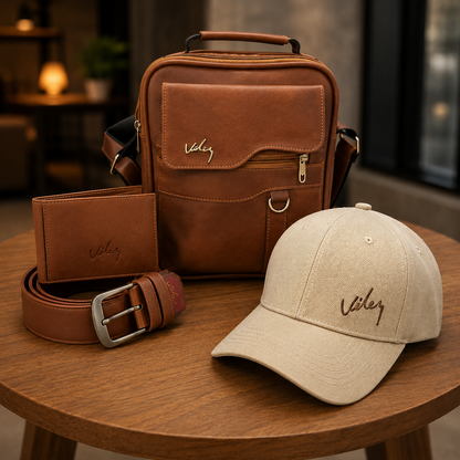 COMBO EJECUTIVO PREMIUM 4 EN 1 Incluye Bolso, Billetera, Cinturón y Gorra Exclusiva